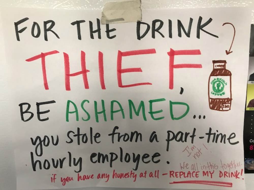 Drink Thief Sign